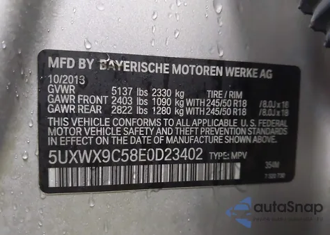 2014 BMW X3 xDrive28I from USA, damaged, VIN 5UXWX9C58E0D23402